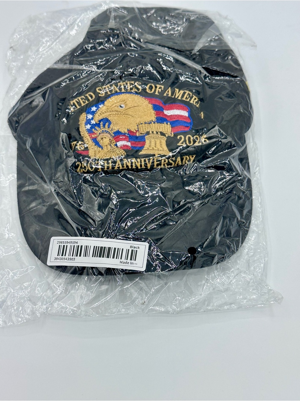 Black 25th Anniversary USA Embroidered Baseball Cap (B3)